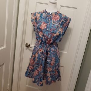 Perry Walker Collective Drawstring Lightweight 100% Cotton Dress  3=Med/Large